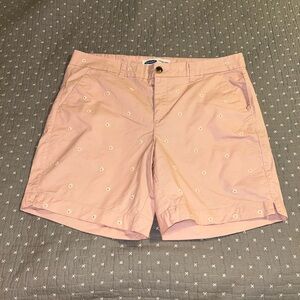 Old Navy Women’s Everyday Shorts 14 Pink with Embroidered Daisies